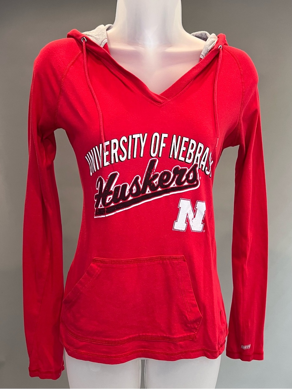 Soffe Red University of Nebraska Huskers V‑Neck Hoodie